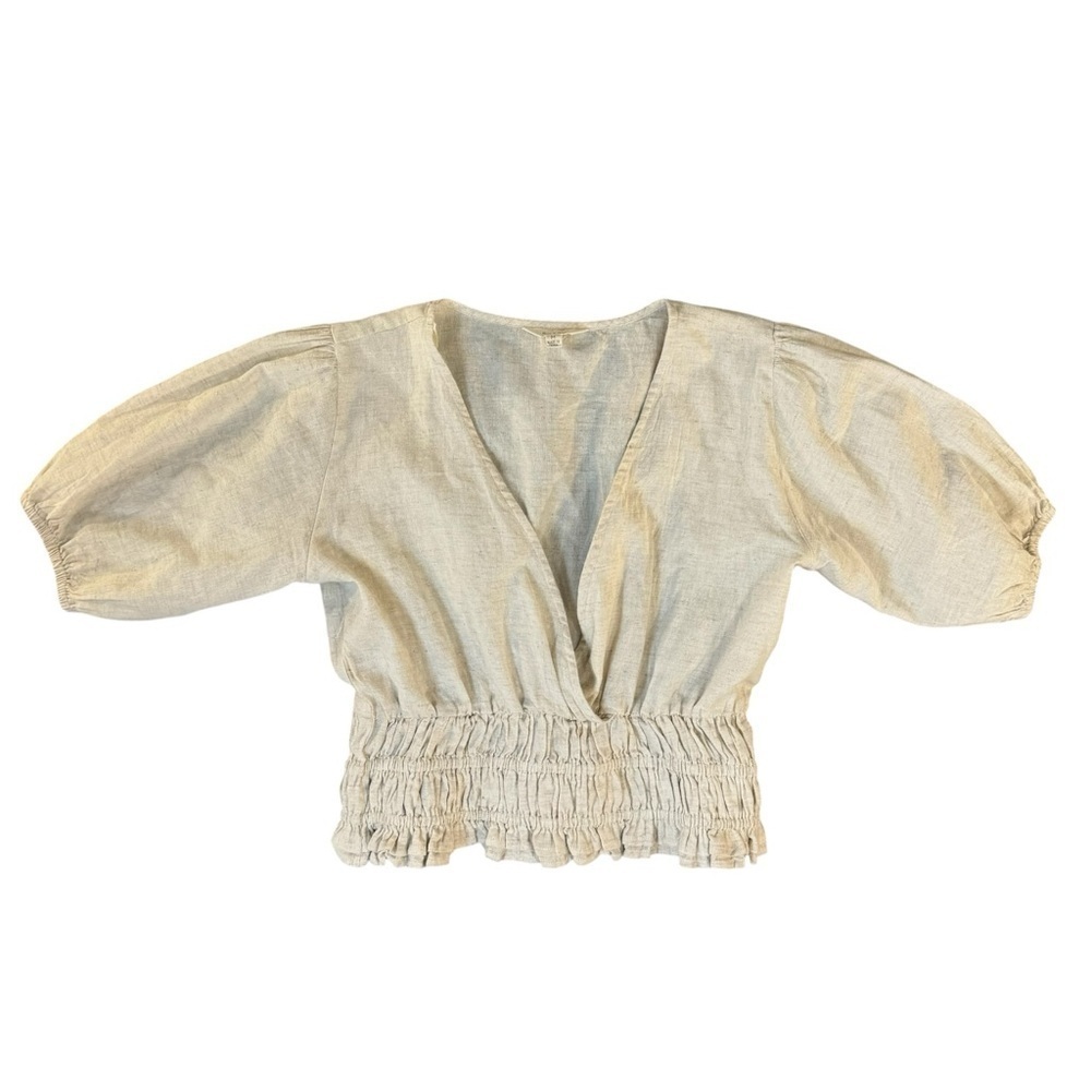 Sim and Sam Cotton Linen Scrunched Crop Top Womens Size Medium
